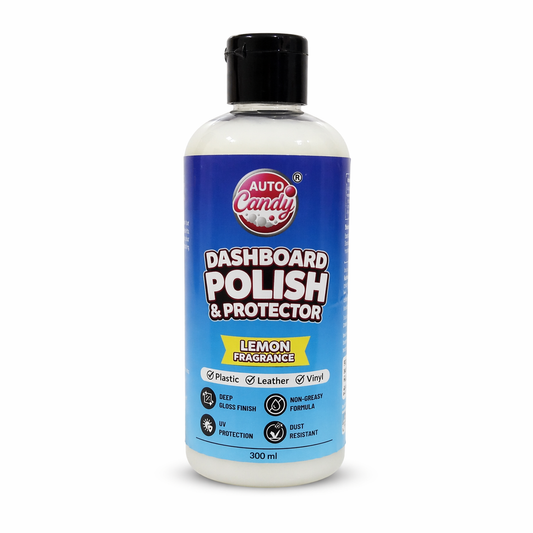 AutoCandy Dashboard Polish & Protectant 300ML | Non-Sticky Interior Dresser for Plastic, Vinyl & Leather | UV Protection | Lime Fragrance | Non-Reflective Finish