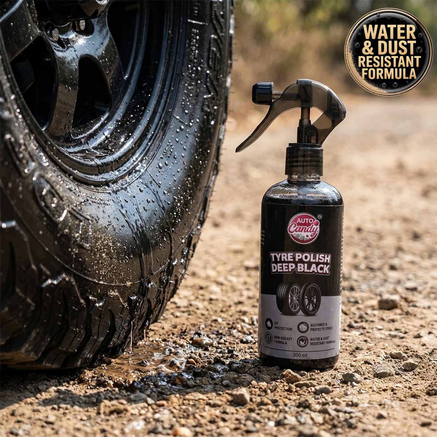 AUTOCandy Complete Car Care Kit | High Foam Shampoo 400ml + Dashboard Polish 300ml + Tyre Polish 400ml + DryBeast 1200 GSM Drying Towel + EasyBuff 650 GSM Microfiber Cloth + Chenille Wash Mitt | Complete Car & Bike Detailing Combo Kit
