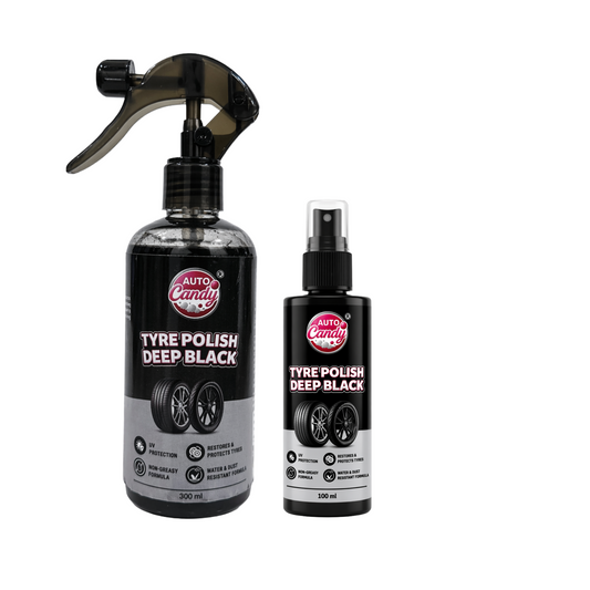 AutoCandy Tyre Polish 400ml for Car & Bike | Deep Black Tyre Shine & Dresser | Long-Lasting, Non-Greasy, Super Hydrophobic Finish | Restores Faded Tyres
