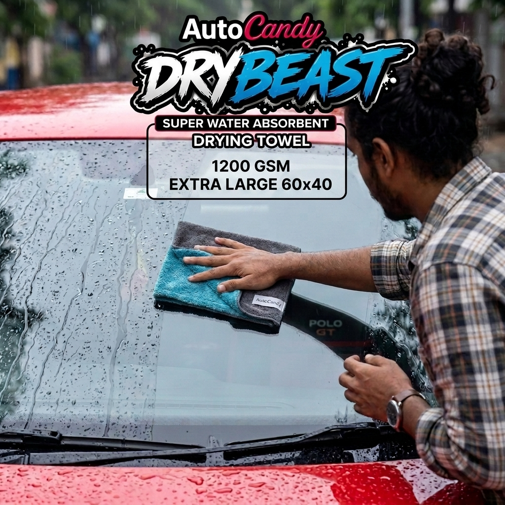 AUTOCandy DryBeast 1200 GSM Extra Large Microfiber Cloth | 60x40cmb | Ultra-Plush, Super-Absorbent & Scratch-Free Drying Towel for Car & Bike Detailing | Safe on Paint/PPF/Ceramic