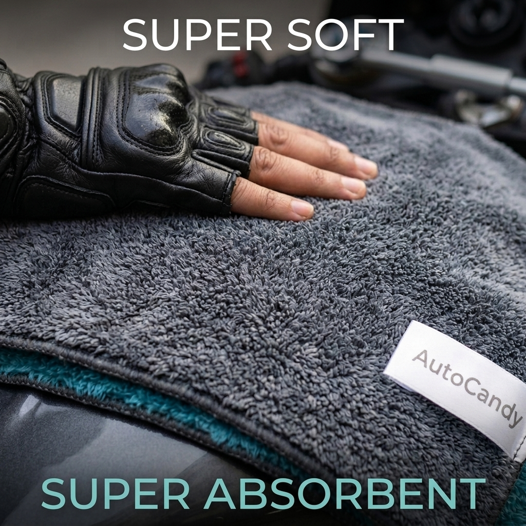 AUTOCandy DryBeast 1200 GSM Extra Large Microfiber Cloth | 60x40cmb | Ultra-Plush, Super-Absorbent & Scratch-Free Drying Towel for Car & Bike Detailing | Safe on Paint/PPF/Ceramic