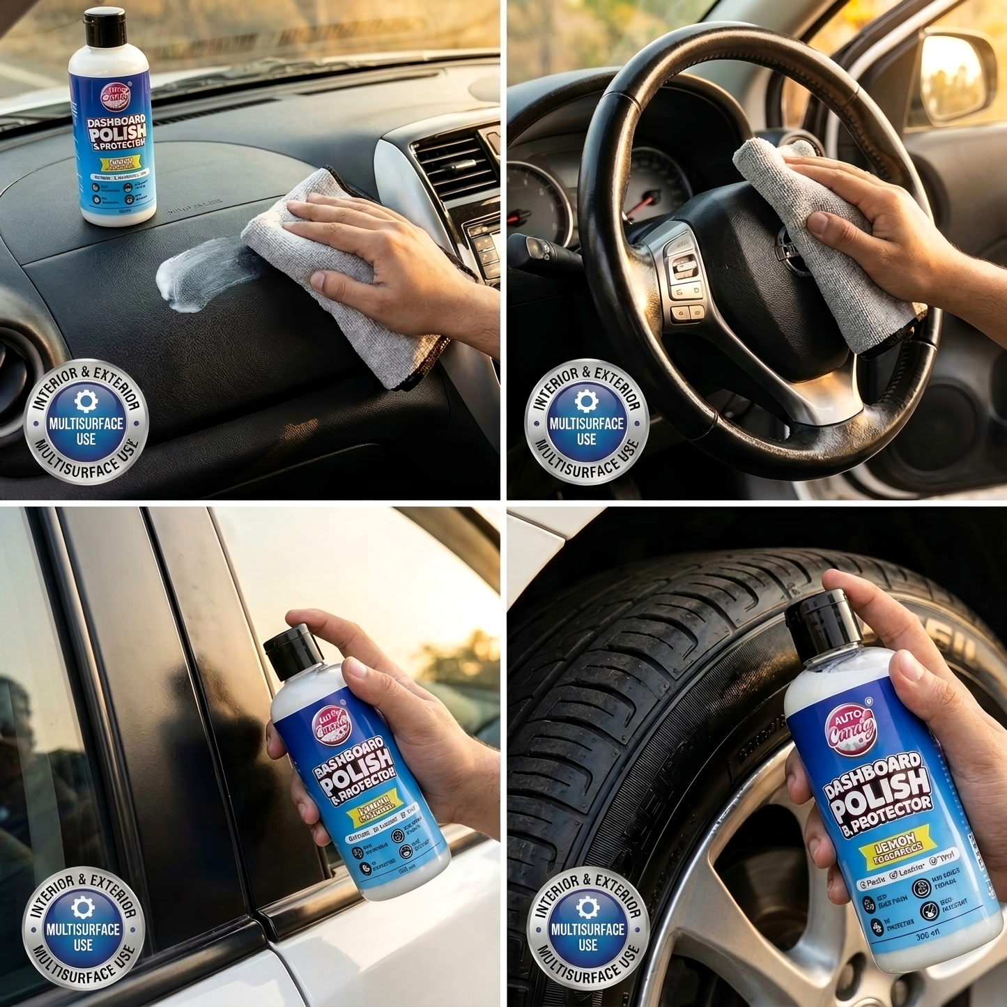 AutoCandy Dashboard Polish & Protectant 300ML | Non-Sticky Interior Dresser for Plastic, Vinyl & Leather | UV Protection | Lime Fragrance | Non-Reflective Finish