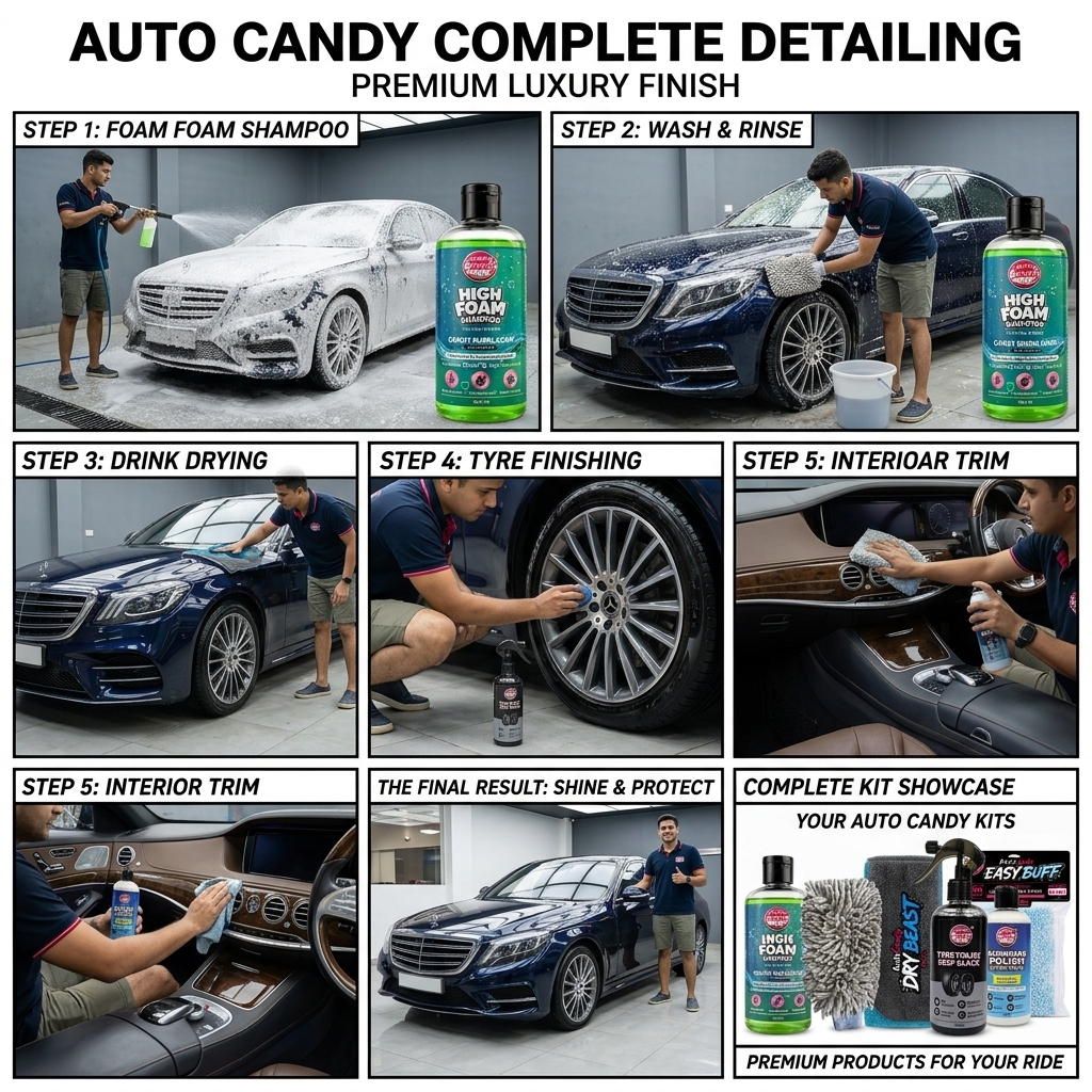 AUTOCandy EasyBuff 650 GSM Edgeless Microfibre Cloth (40 x 40 cm) – Ultra-Plush Car & Bike Drying Towel  – Scratch-Free, Streak-Free, Super-Absorbent – Safe on Paint/PPF/Ceramic Pack Of 2