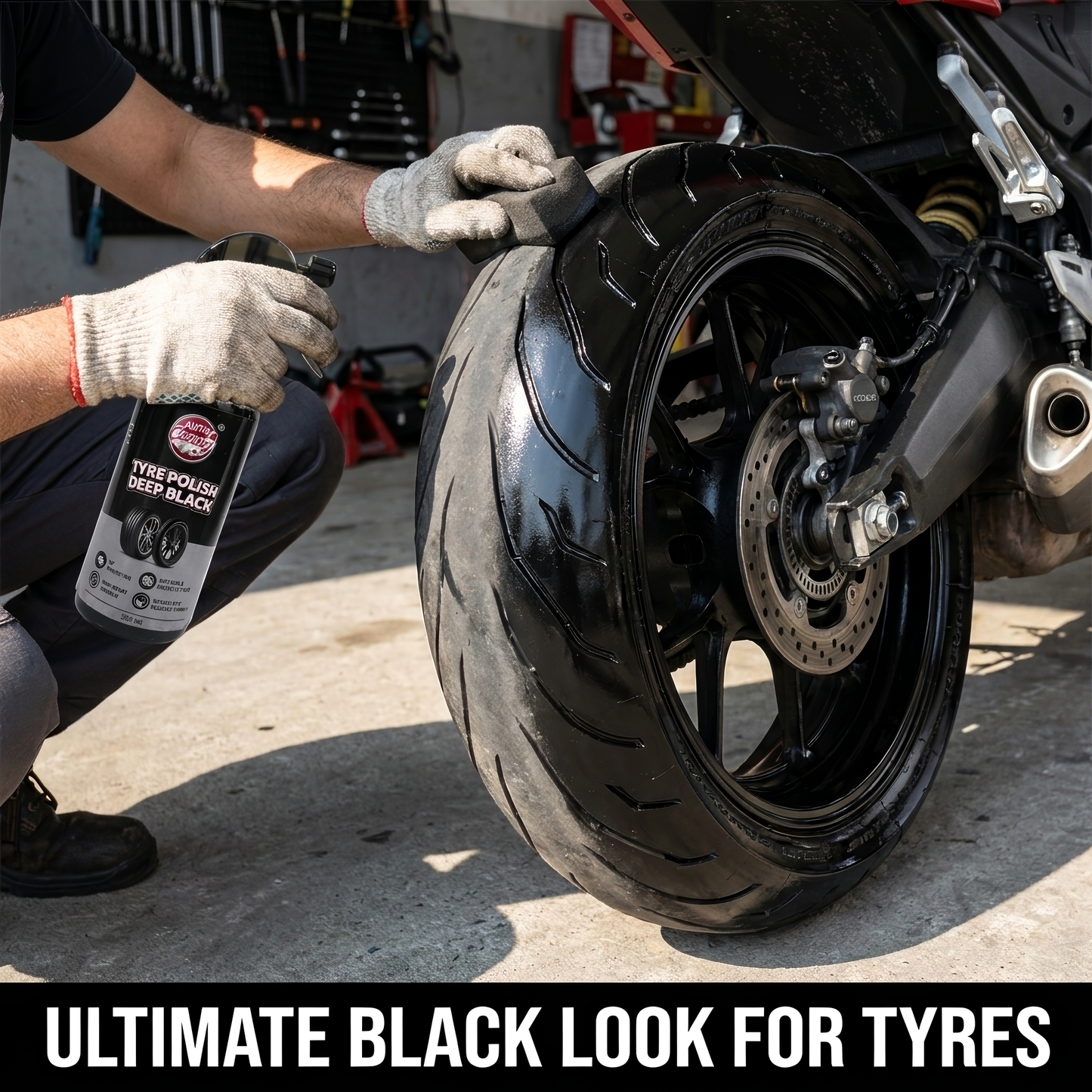 AutoCandy Tyre Polish 400ml for Car & Bike | Deep Black Tyre Shine & Dresser | Long-Lasting, Non-Greasy, Super Hydrophobic Finish | Restores Faded Tyres