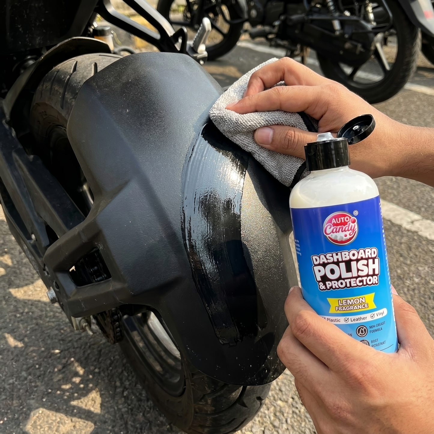AutoCandy Dashboard Polish & Protectant 300ML | Non-Sticky Interior Dresser for Plastic, Vinyl & Leather | UV Protection | Lime Fragrance | Non-Reflective Finish