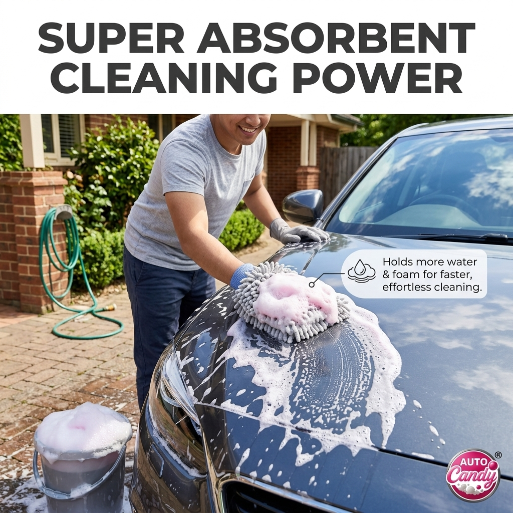 AUTO Candy High Foam Car Shampoo 400ml with Chenille Wash Mitt | pH Neutral Snow Foam | Scratch-Free Car & Bike Cleaning | Safe for Ceramic, PPF & Wraps (400Ml + 1 Wash Mist)